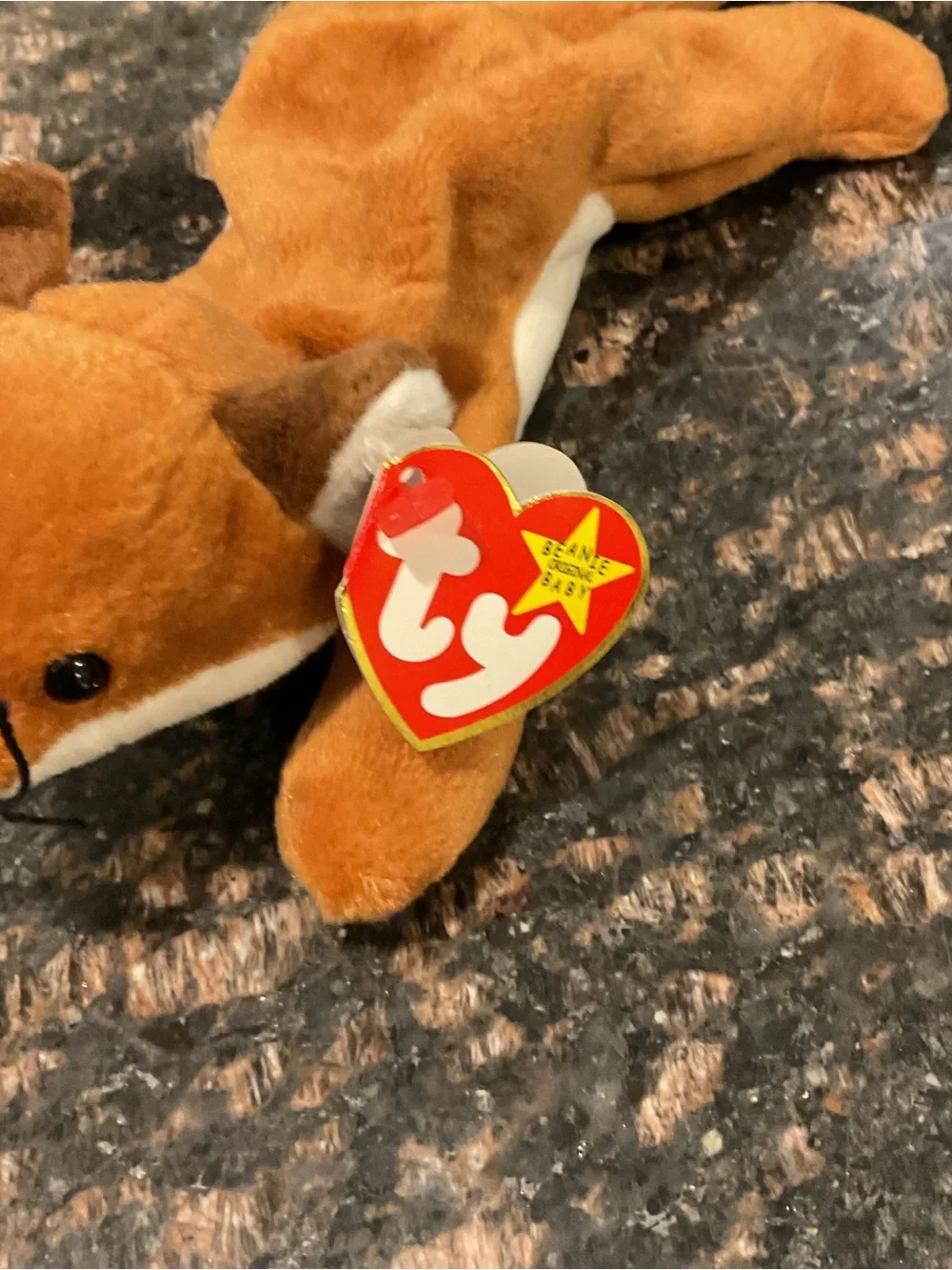 Vintage Ty Beanie Baby Brown Fox Plush Toy - Soft Kids Toy